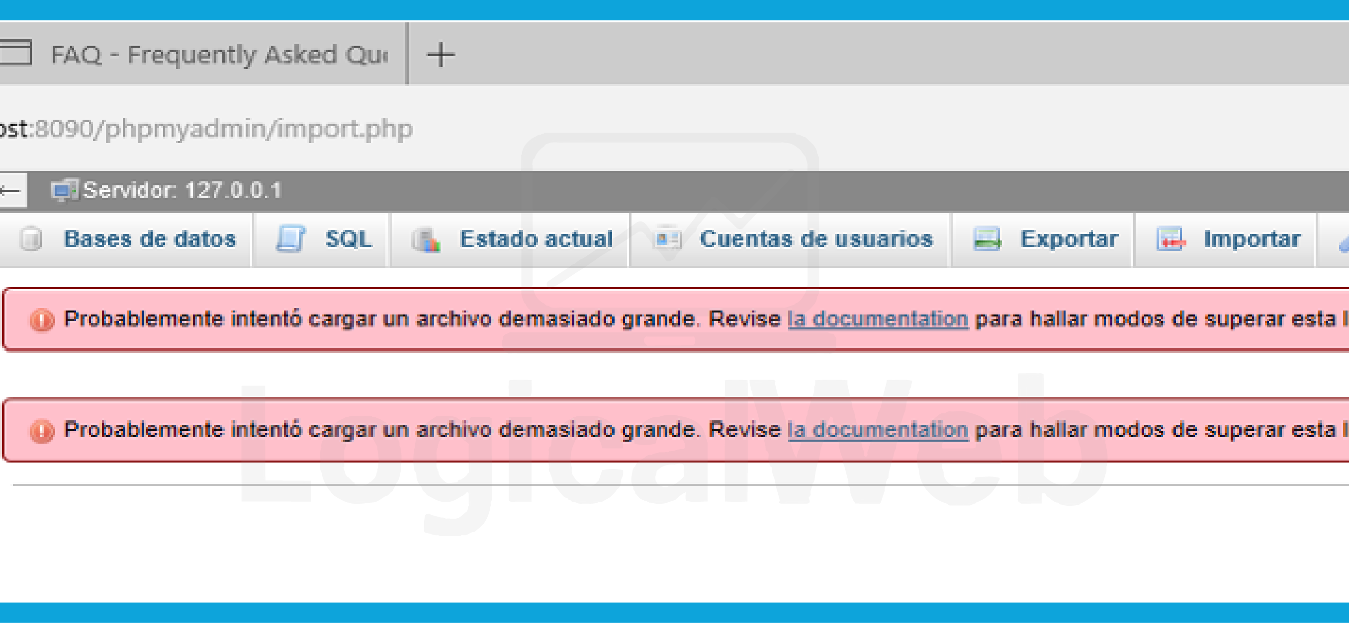 ¿Cómo aumentar la capacidad de carga en phpMyAdmin?